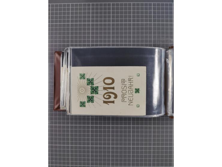 Glückwunschkarten Neujahr: 1900/14, Album mit 110 Lithos zum Thema Jahreszahlen", davon sind 104 St. geprägt