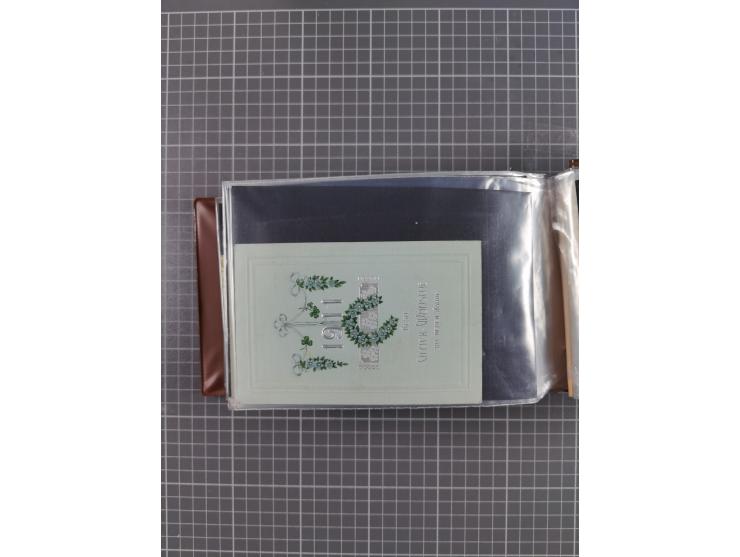 Glückwunschkarten Neujahr: 1900/14, Album mit 110 Lithos zum Thema Jahreszahlen", davon sind 104 St. geprägt