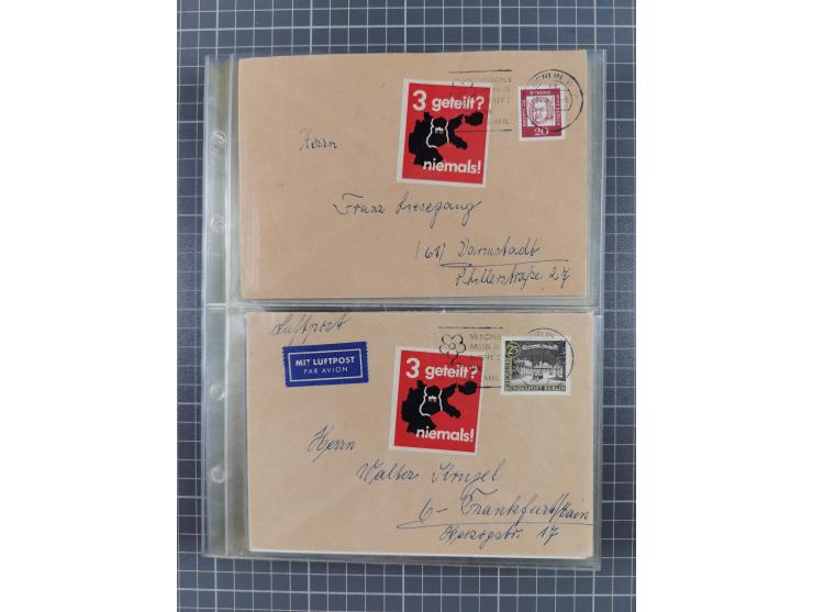 1962/64, Propaganda „Kalter Krieg", Sammlung von 277 Briefen, alle mit Propaganda-Vignetten versehen („Kampf um Wiedervereini