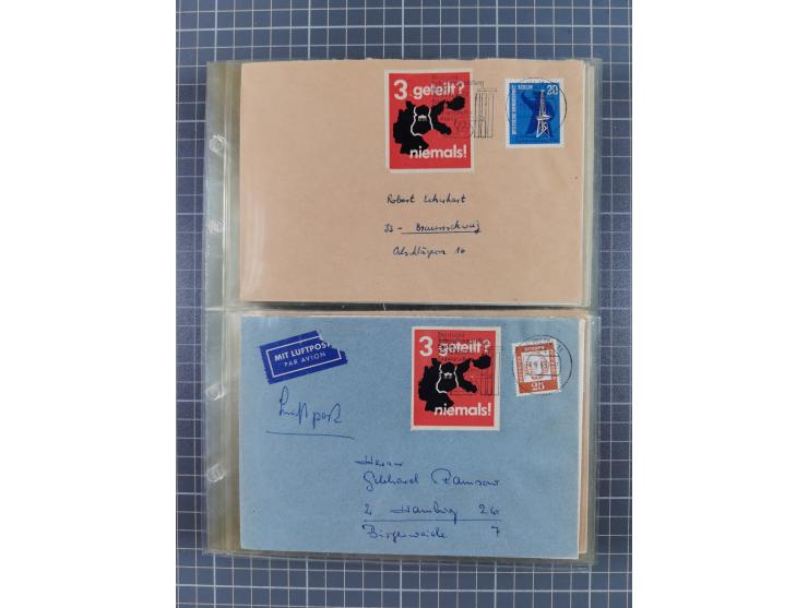 1962/64, Propaganda „Kalter Krieg", Sammlung von 277 Briefen, alle mit Propaganda-Vignetten versehen („Kampf um Wiedervereini