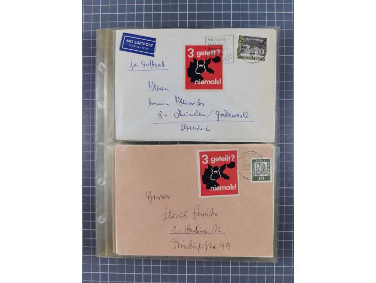 1962/64, Propaganda „Kalter Krieg", Sammlung von 277 Briefen, alle mit Propaganda-Vignetten versehen („Kampf um Wiedervereini