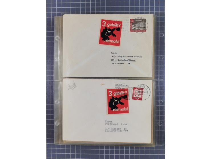 1962/64, Propaganda „Kalter Krieg", Sammlung von 277 Briefen, alle mit Propaganda-Vignetten versehen („Kampf um Wiedervereini