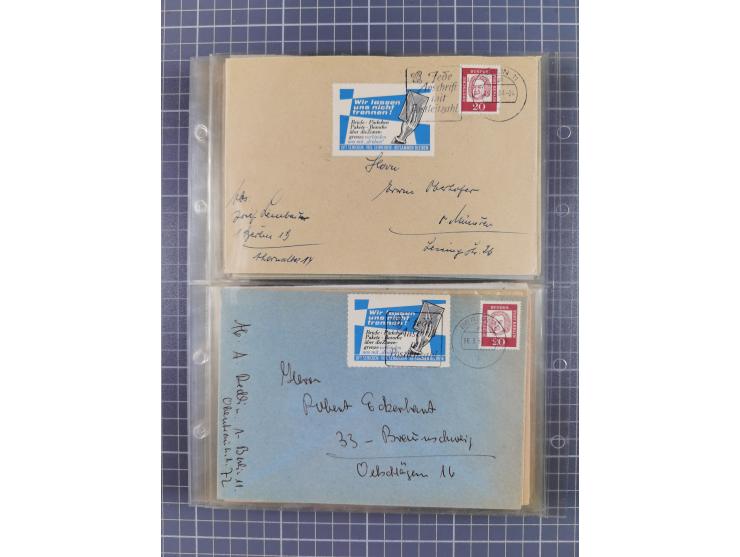 1962/64, Propaganda „Kalter Krieg", Sammlung von 277 Briefen, alle mit Propaganda-Vignetten versehen („Kampf um Wiedervereini