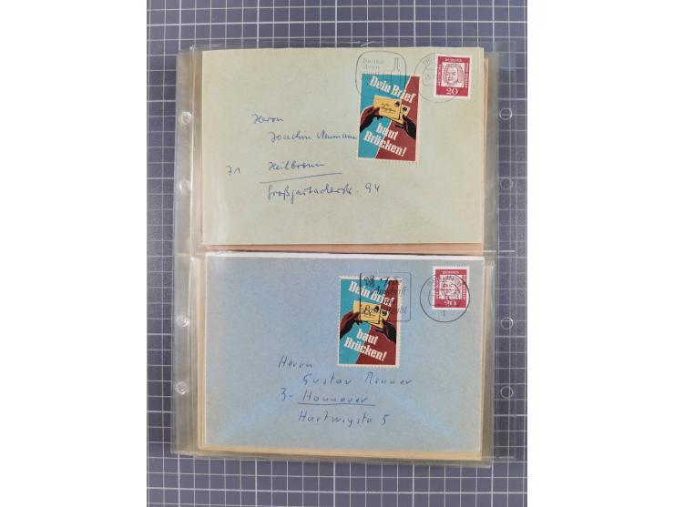 1962/64, Propaganda „Kalter Krieg", Sammlung von 277 Briefen, alle mit Propaganda-Vignetten versehen („Kampf um Wiedervereini