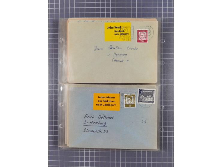 1962/64, Propaganda „Kalter Krieg", Sammlung von 277 Briefen, alle mit Propaganda-Vignetten versehen („Kampf um Wiedervereini