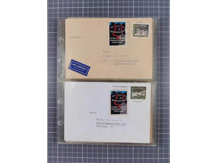 1962/64, Propaganda „Kalter Krieg", Sammlung von 277 Briefen, alle mit Propaganda-Vignetten versehen („Kampf um Wiedervereini