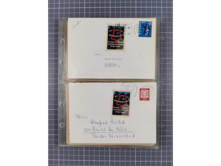 1962/64, Propaganda „Kalter Krieg", Sammlung von 277 Briefen, alle mit Propaganda-Vignetten versehen („Kampf um Wiedervereini
