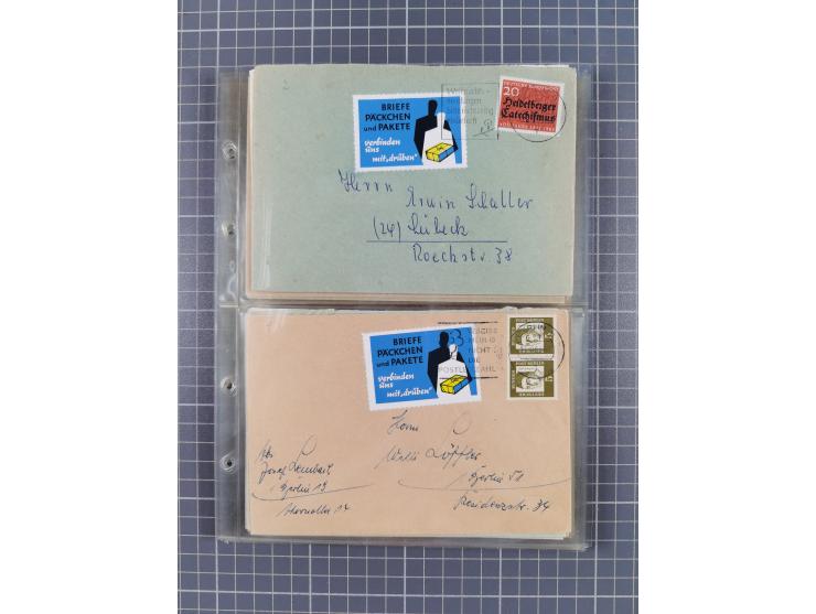 1962/64, Propaganda „Kalter Krieg", Sammlung von 277 Briefen, alle mit Propaganda-Vignetten versehen („Kampf um Wiedervereini
