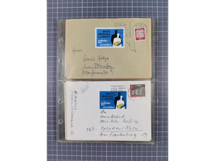 1962/64, Propaganda „Kalter Krieg", Sammlung von 277 Briefen, alle mit Propaganda-Vignetten versehen („Kampf um Wiedervereini