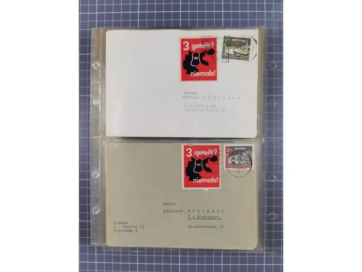 1962/64, Propaganda „Kalter Krieg", Sammlung von 277 Briefen, alle mit Propaganda-Vignetten versehen („Kampf um Wiedervereini