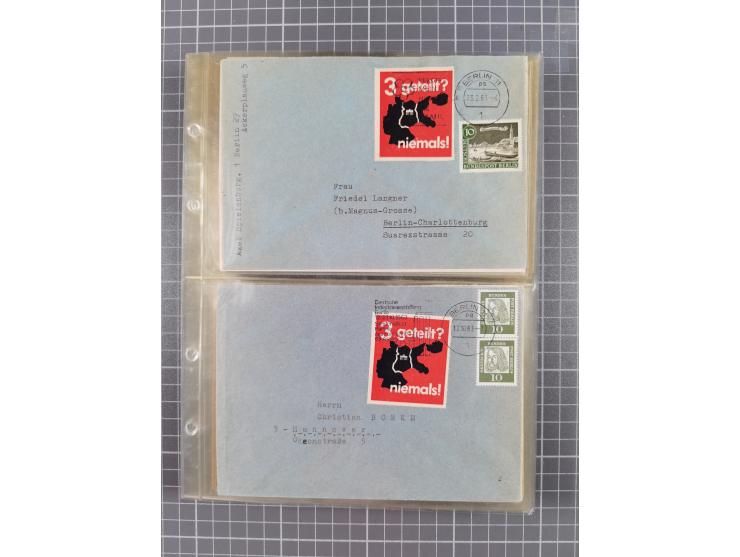 1962/64, Propaganda „Kalter Krieg", Sammlung von 277 Briefen, alle mit Propaganda-Vignetten versehen („Kampf um Wiedervereini
