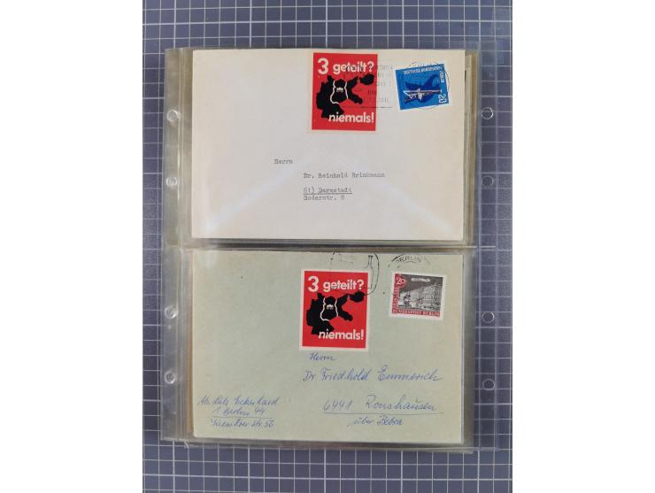 1962/64, Propaganda „Kalter Krieg", Sammlung von 277 Briefen, alle mit Propaganda-Vignetten versehen („Kampf um Wiedervereini