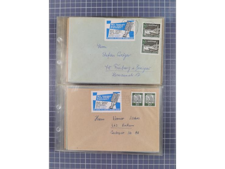 1962/64, Propaganda „Kalter Krieg", Sammlung von 277 Briefen, alle mit Propaganda-Vignetten versehen („Kampf um Wiedervereini