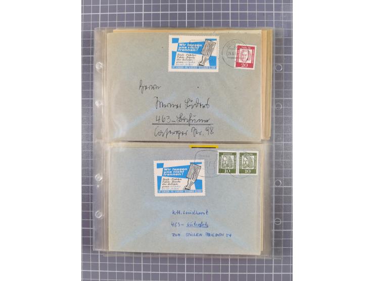 1962/64, Propaganda „Kalter Krieg", Sammlung von 277 Briefen, alle mit Propaganda-Vignetten versehen („Kampf um Wiedervereini