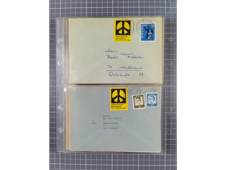 1962/64, Propaganda „Kalter Krieg", Sammlung von 277 Briefen, alle mit Propaganda-Vignetten versehen („Kampf um Wiedervereini