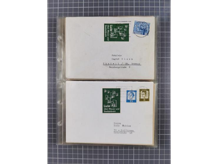 1962/64, Propaganda „Kalter Krieg", Sammlung von 277 Briefen, alle mit Propaganda-Vignetten versehen („Kampf um Wiedervereini