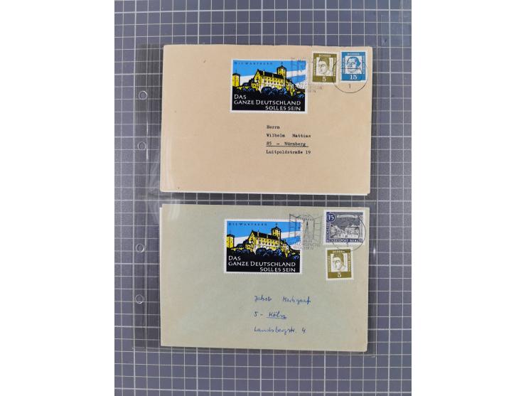 1962/64, Propaganda „Kalter Krieg", Sammlung von 277 Briefen, alle mit Propaganda-Vignetten versehen („Kampf um Wiedervereini