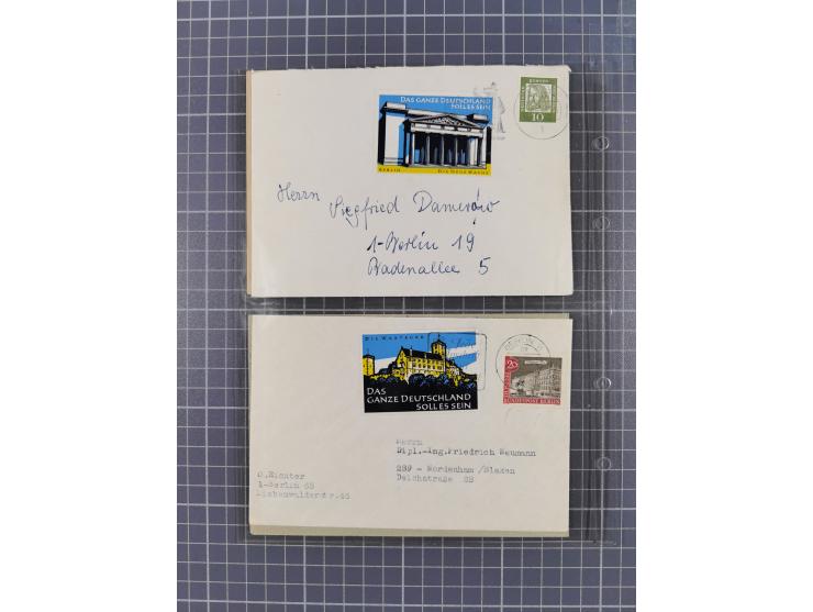 1962/64, Propaganda „Kalter Krieg", Sammlung von 277 Briefen, alle mit Propaganda-Vignetten versehen („Kampf um Wiedervereini