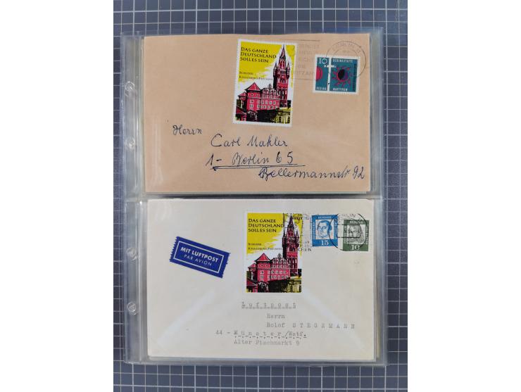 1962/64, Propaganda „Kalter Krieg", Sammlung von 277 Briefen, alle mit Propaganda-Vignetten versehen („Kampf um Wiedervereini