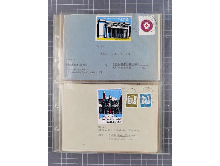 1962/64, Propaganda „Kalter Krieg", Sammlung von 277 Briefen, alle mit Propaganda-Vignetten versehen („Kampf um Wiedervereini