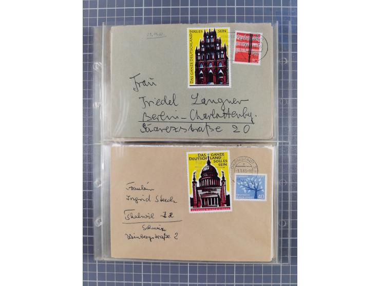 1962/64, Propaganda „Kalter Krieg", Sammlung von 277 Briefen, alle mit Propaganda-Vignetten versehen („Kampf um Wiedervereini