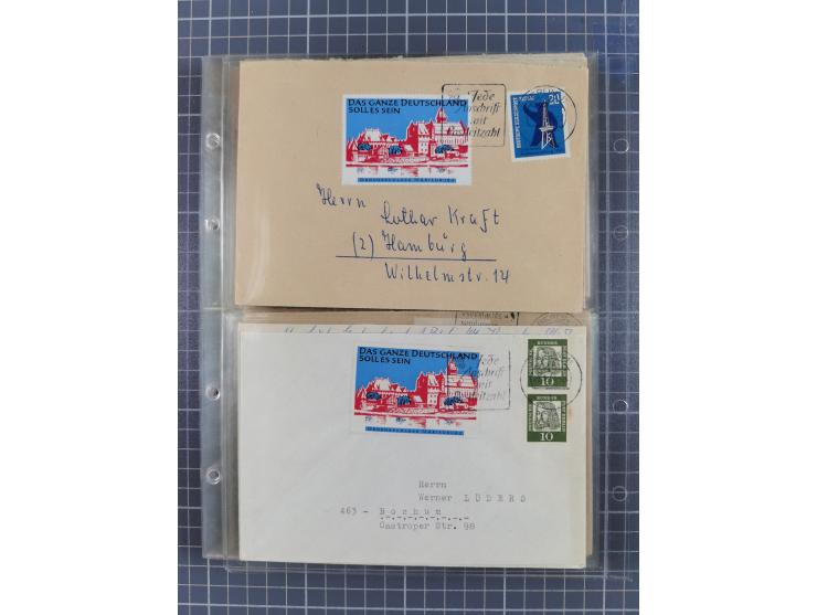 1962/64, Propaganda „Kalter Krieg", Sammlung von 277 Briefen, alle mit Propaganda-Vignetten versehen („Kampf um Wiedervereini