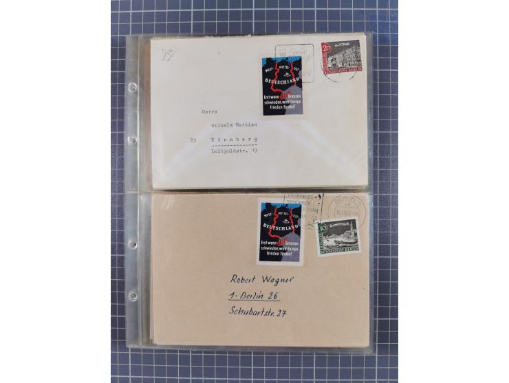 1962/64, Propaganda „Kalter Krieg", Sammlung von 277 Briefen, alle mit Propaganda-Vignetten versehen („Kampf um Wiedervereini