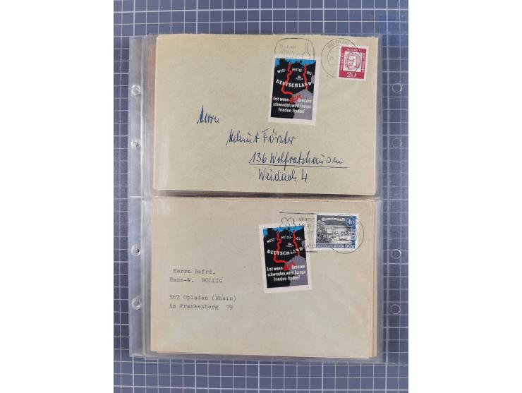 1962/64, Propaganda „Kalter Krieg", Sammlung von 277 Briefen, alle mit Propaganda-Vignetten versehen („Kampf um Wiedervereini