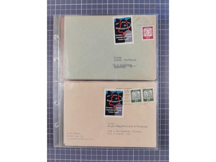 1962/64, Propaganda „Kalter Krieg", Sammlung von 277 Briefen, alle mit Propaganda-Vignetten versehen („Kampf um Wiedervereini