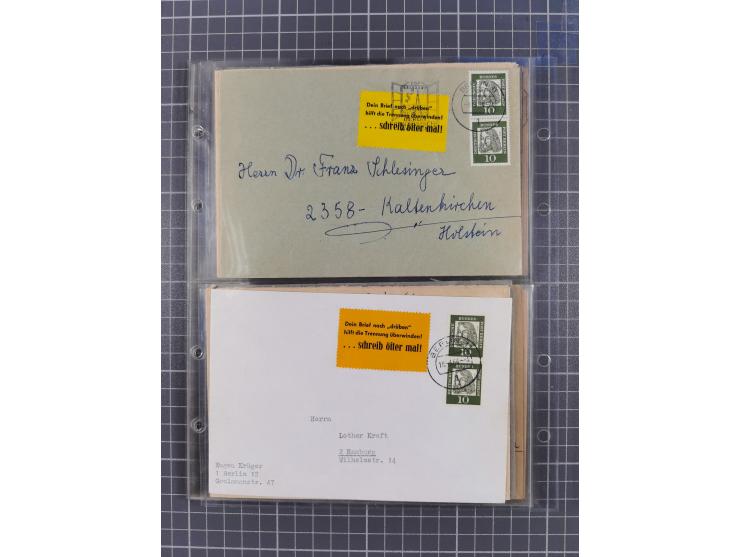 1962/64, Propaganda „Kalter Krieg", Sammlung von 277 Briefen, alle mit Propaganda-Vignetten versehen („Kampf um Wiedervereini