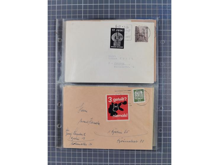 1962/64, Propaganda „Kalter Krieg", Sammlung von 277 Briefen, alle mit Propaganda-Vignetten versehen („Kampf um Wiedervereini