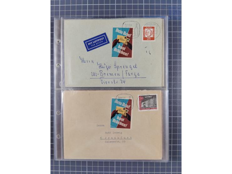 1962/64, Propaganda „Kalter Krieg", Sammlung von 277 Briefen, alle mit Propaganda-Vignetten versehen („Kampf um Wiedervereini