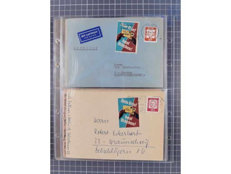 1962/64, Propaganda „Kalter Krieg", Sammlung von 277 Briefen, alle mit Propaganda-Vignetten versehen („Kampf um Wiedervereini