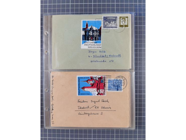 1962/64, Propaganda „Kalter Krieg", Sammlung von 277 Briefen, alle mit Propaganda-Vignetten versehen („Kampf um Wiedervereini