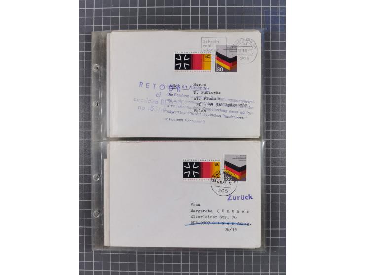 1962/64, Propaganda „Kalter Krieg", Sammlung von 277 Briefen, alle mit Propaganda-Vignetten versehen („Kampf um Wiedervereini