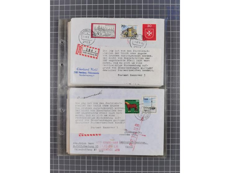 1962/64, Propaganda „Kalter Krieg", Sammlung von 277 Briefen, alle mit Propaganda-Vignetten versehen („Kampf um Wiedervereini
