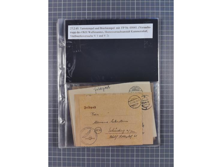 1940/45, Hitlers Geheimwaffen. Dokumentation von 17 Belegen zu den Fernwaffenprojekten V 1 und V 2/A 4, dabei seltene Belege,