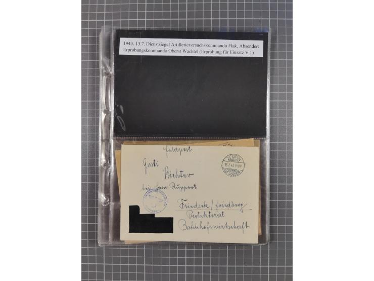 1940/45, Hitlers Geheimwaffen. Dokumentation von 17 Belegen zu den Fernwaffenprojekten V 1 und V 2/A 4, dabei seltene Belege,