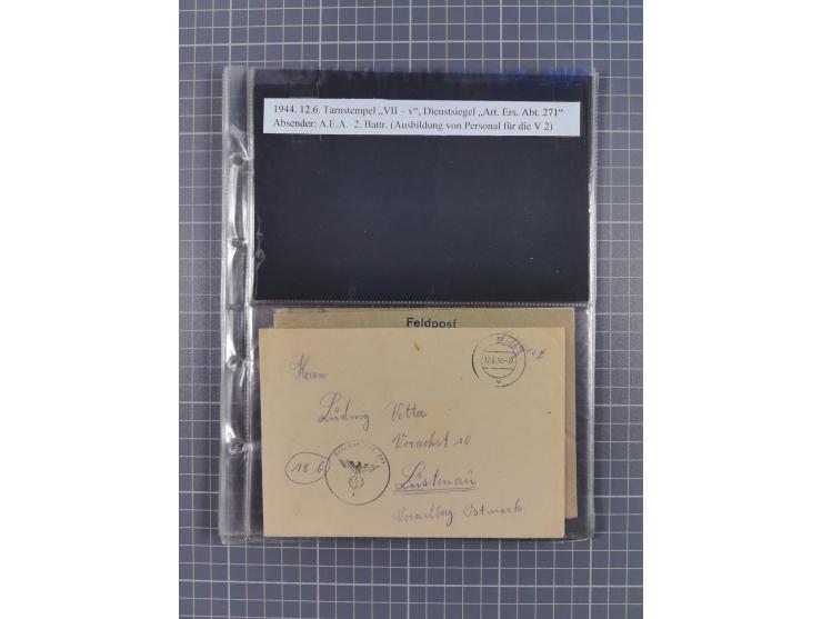 1940/45, Hitlers Geheimwaffen. Dokumentation von 17 Belegen zu den Fernwaffenprojekten V 1 und V 2/A 4, dabei seltene Belege,