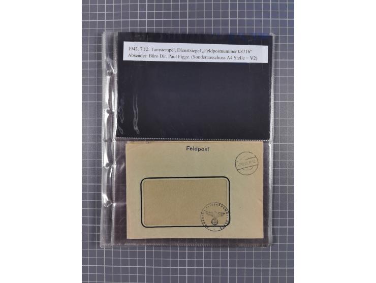 1940/45, Hitlers Geheimwaffen. Dokumentation von 17 Belegen zu den Fernwaffenprojekten V 1 und V 2/A 4, dabei seltene Belege,