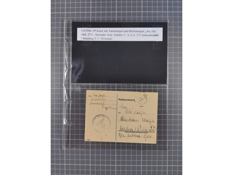 1940/45, Hitlers Geheimwaffen. Dokumentation von 17 Belegen zu den Fernwaffenprojekten V 1 und V 2/A 4, dabei seltene Belege,