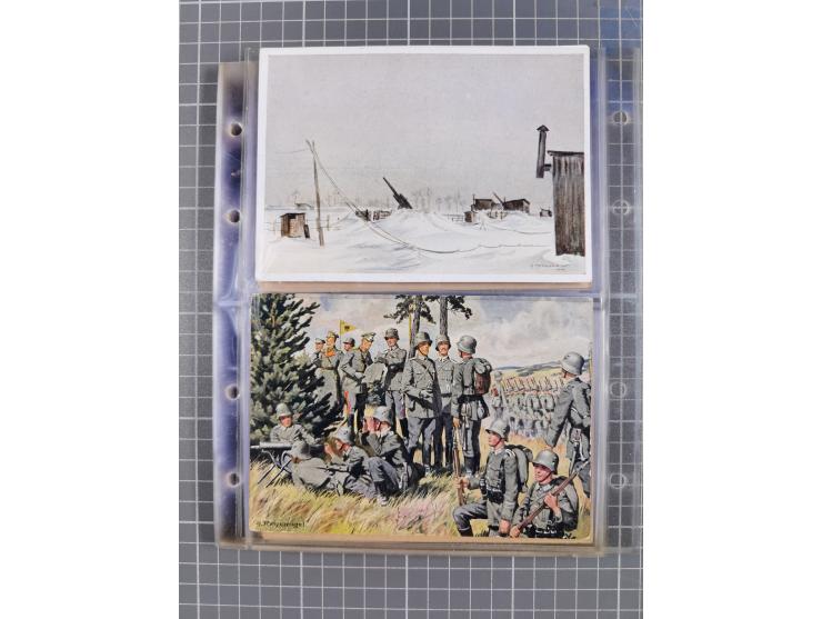 1933/45, Propaganda, Album mit 332 Propagandakarten: 275 Ansichtskarten mit etlichen besseren Stücken (1 Repro), 12 Gedenkblä