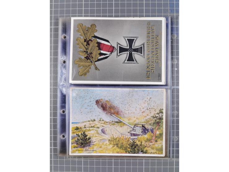 1933/45, Propaganda, Album mit 332 Propagandakarten: 275 Ansichtskarten mit etlichen besseren Stücken (1 Repro), 12 Gedenkblä