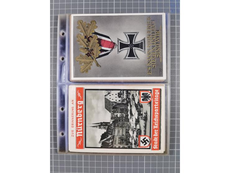1933/45, Propaganda, Album mit 332 Propagandakarten: 275 Ansichtskarten mit etlichen besseren Stücken (1 Repro), 12 Gedenkblä