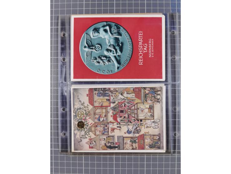 1933/45, Propaganda, Album mit 332 Propagandakarten: 275 Ansichtskarten mit etlichen besseren Stücken (1 Repro), 12 Gedenkblä