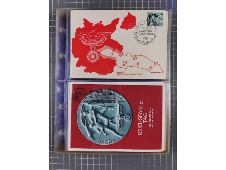1933/45, Propaganda, Album mit 332 Propagandakarten: 275 Ansichtskarten mit etlichen besseren Stücken (1 Repro), 12 Gedenkblä