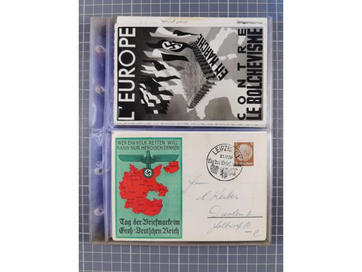 1933/45, Propaganda, Album mit 332 Propagandakarten: 275 Ansichtskarten mit etlichen besseren Stücken (1 Repro), 12 Gedenkblä