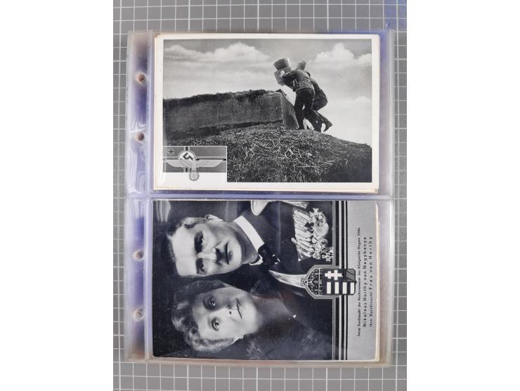 1933/45, Propaganda, Album mit 332 Propagandakarten: 275 Ansichtskarten mit etlichen besseren Stücken (1 Repro), 12 Gedenkblä