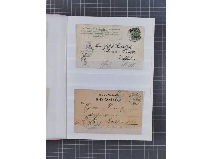 1898/1906(ca.), Album mit 35 Briefen, Karten, Ansichtskarten, Ganzsachen und Feldpostbelegen, mit 7 x Marineschiffspost, dabe