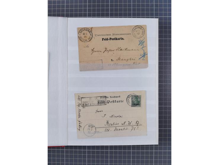1898/1906(ca.), Album mit 35 Briefen, Karten, Ansichtskarten, Ganzsachen und Feldpostbelegen, mit 7 x Marineschiffspost, dabe